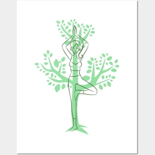 Simple Yoga Tree Pose Nature Posters and Art